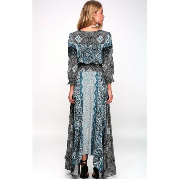 Free People Rare Mexicali Rose Print Maxi Dress Black Size Small - Picture 3 of 12